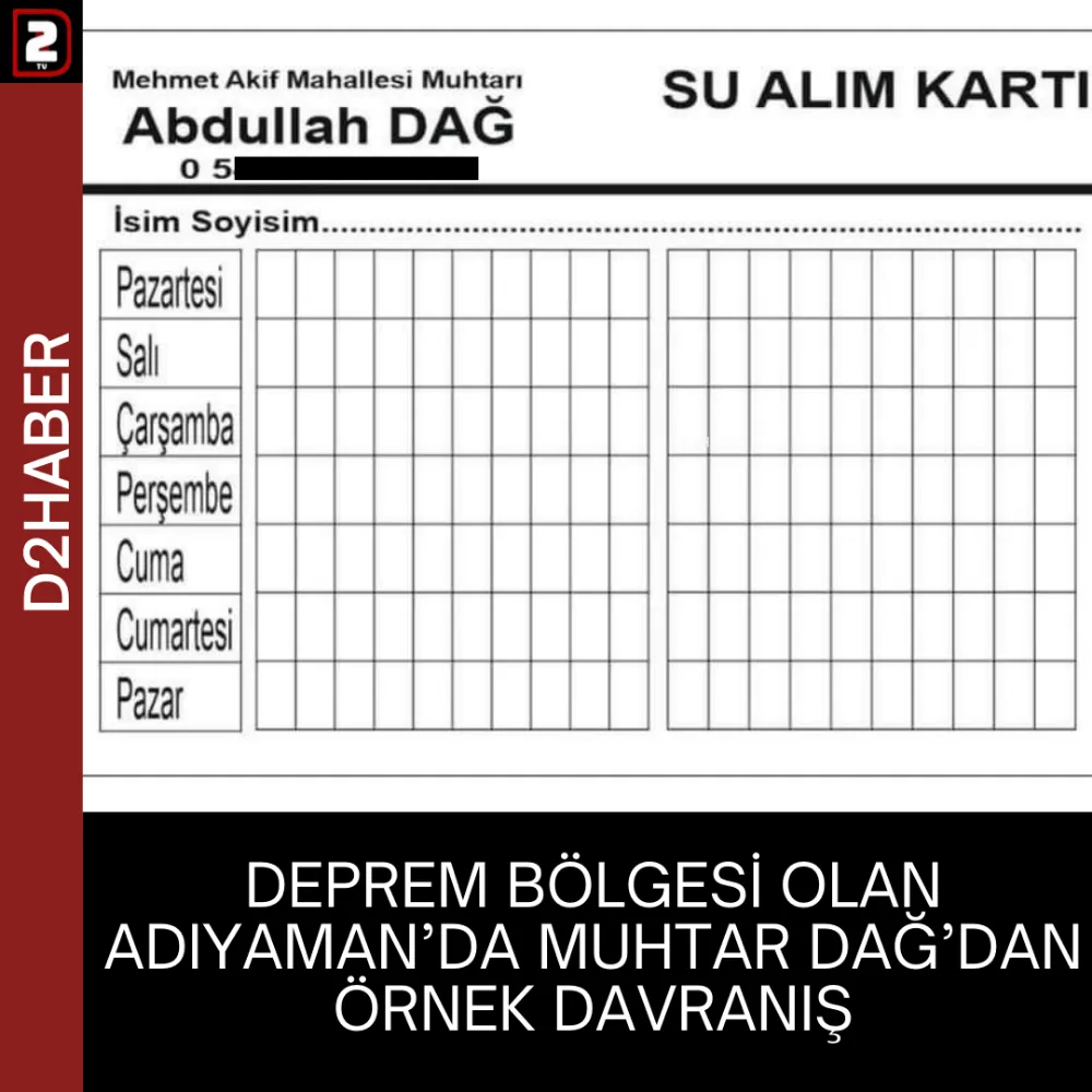 DEPREM BÖLGESİ OLAN ADIYAMAN’DA MUHTAR DAĞ’DAN ÖRNEK DAVRANIŞ