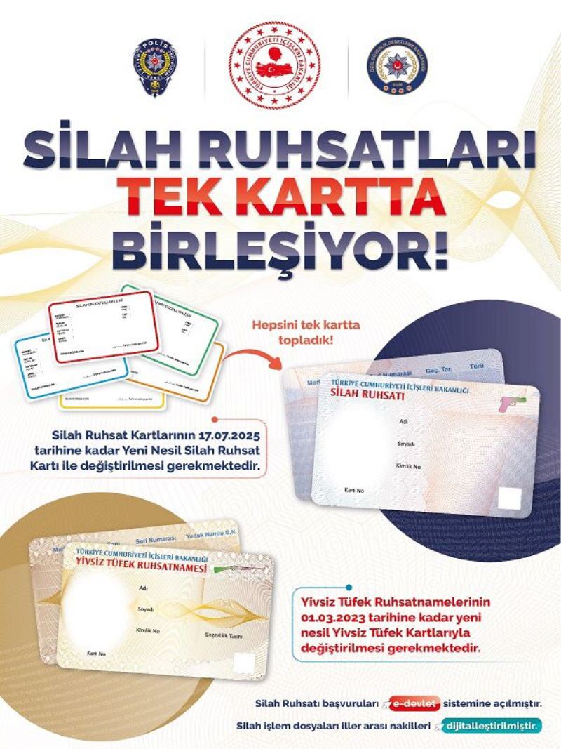 SİLAH RUHSATLARI TEK KARTTA BİRLEŞİYOR